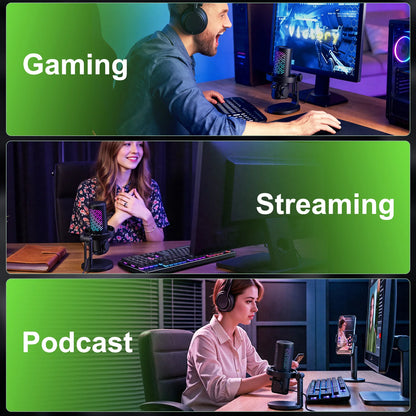 Tenlamp RGB USB Streaming Microphone, Professional Condenser Mic for PC Mac, Gaming Audio Equipment for Laptop Desktop Recording Podcasting YouTube Vlog Live Streaming Studio