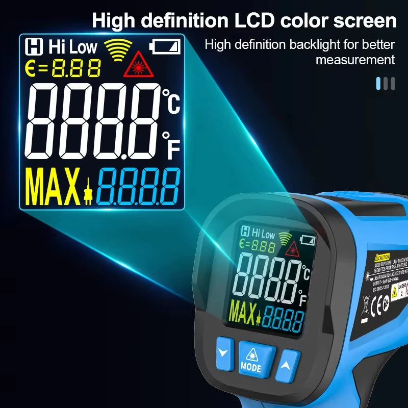 -50 to 800 Degree Mestek Digital Infrared Thermometer Laser Temperature Meter Non-contact Pyrometer Hygrometer IR Thermometer