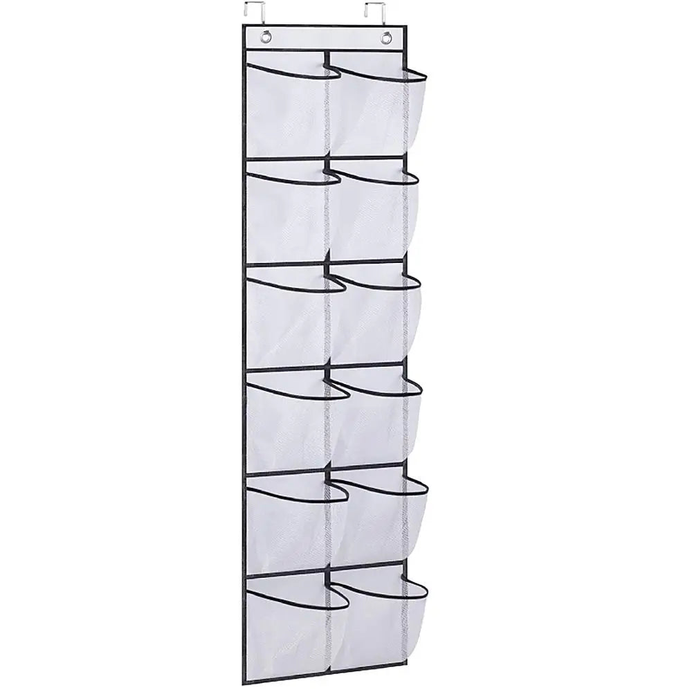12 Pockets Shoe Underwear Hanging Holder with 2 Hooks Mesh Hanging Bag Over Door Hooks Shoes Organizer Closet Holder