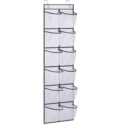 12 Pockets Shoe Underwear Hanging Holder with 2 Hooks Mesh Hanging Bag Over Door Hooks Shoes Organizer Closet Holder