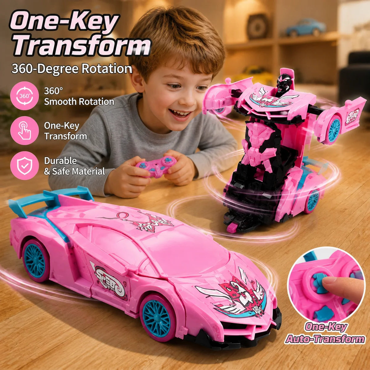 Unicorn RC Car for Girls 2.4GHz Remote Control Stunt Car with LED Lights 360° Rotation Racing Toy Kids Birthday Christmas Gift