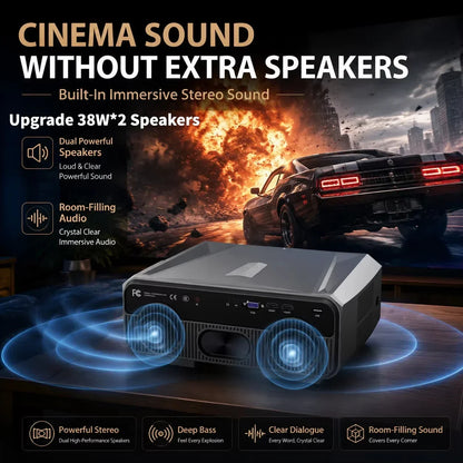 4200ANSI 900D 4K Supported Projector Native 1080P Smart Google TV WiFi 6 TOF Auto Focus Auto Keystone Home Theater Dual Speakers