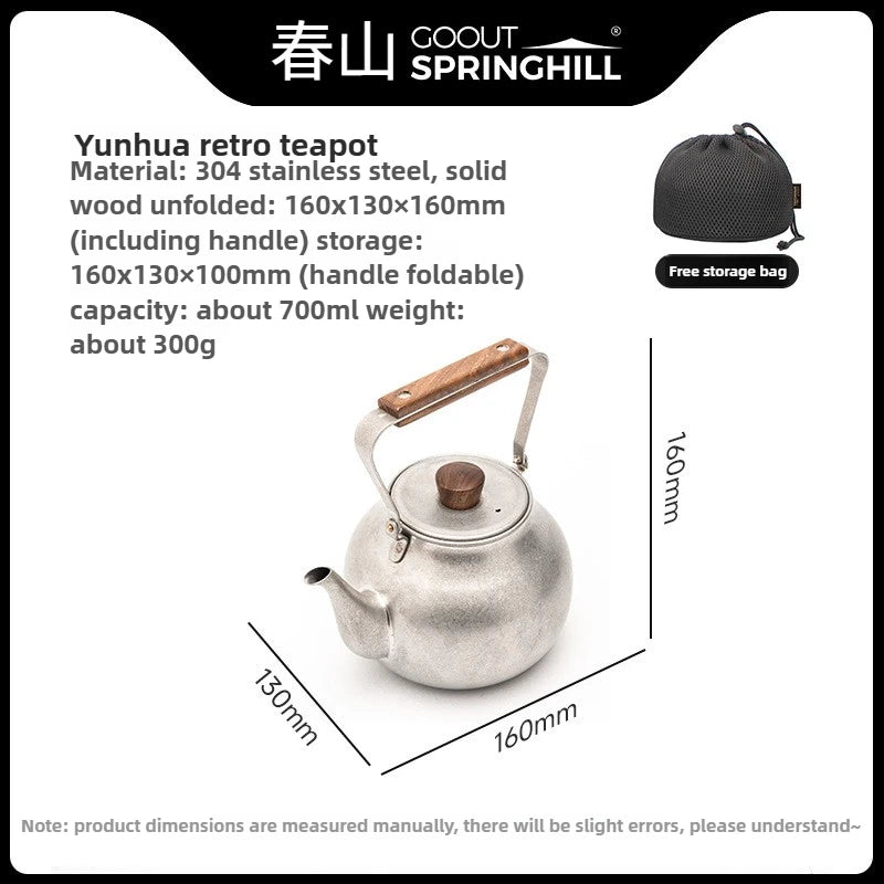 GOOUT STRINGHILL Outdoor Camping Picnic Teapot Set Outdoor Camping Kettle Tea Brewing Special Teapot Stainless Steel Portable