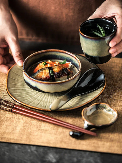 Chinese tableware set plate bowl ceramic combination solid color tableware