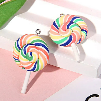 10pcs Cute Lollipops Pretend Play Food Pendants Crafts DIY Handmade Jewelry for Earring Necklace Keychain
