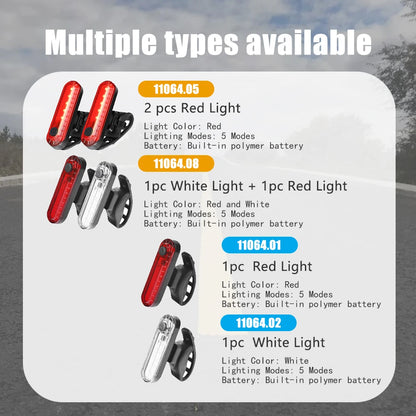 Rear Bike Tail Light USB Rechargeable Ultra Bright Taillights Fit On Bicycle Easy to Install for Cycling Safety Bicycle Light
