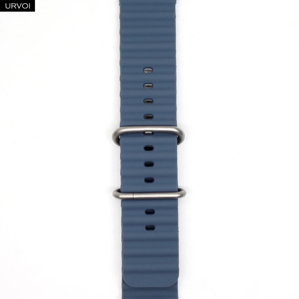 URVOI Ocean Band for Apple Watch Ultra 4 3 2 Strap Series 12 11 10 SE Sport Band for iWatch Silicone Wristband Black Buckle 49mm