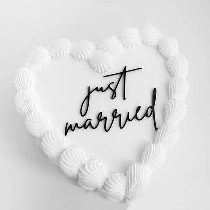 Custom Mini Cake Topper Just Married Acrylic Cake Charm Heart Cake Charm Birthday Wedding Engagement Party Cake Decoration