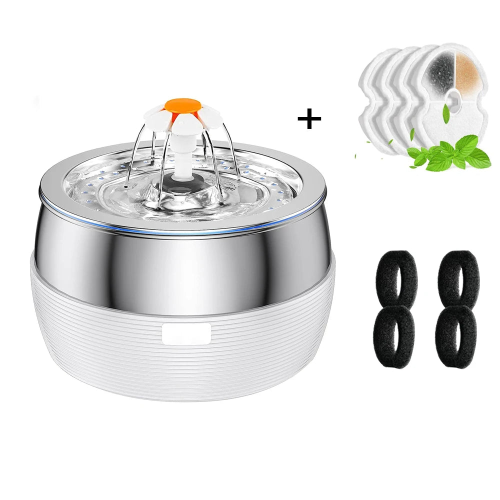 3L Stainless Steel Pet Cat and Dog Drinking Fountain Ultra-Silent Water Pump Suitable for Multiple Pet Drinking Bowls