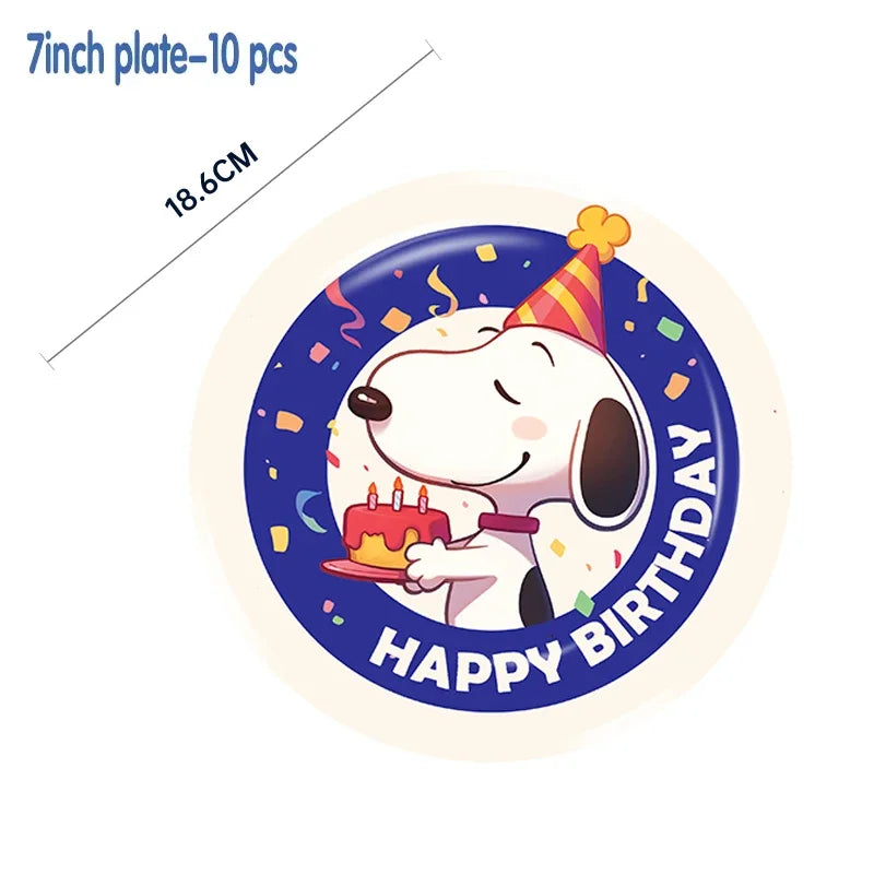 Happy Birthday Party Decorations Dog Banner Flag Foil Latex Balloons White Anime Supplies Baby Boy Girl Kids Cute Toy Gifts