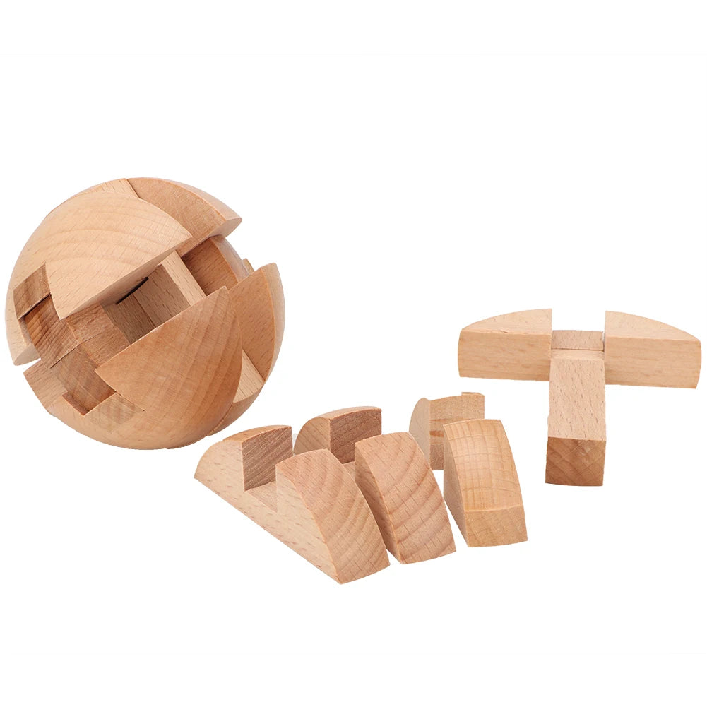 Wooden Children Intelligent Puzzle Ball Lock Building Block Educational Toy