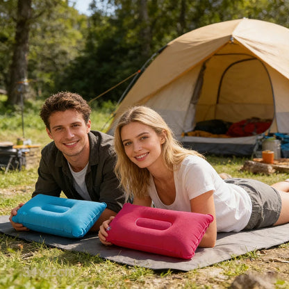 2Pcs Inflatable Travel Pillows or Pumps Portable Ultralight Camping Blow Up Air Pillow for Airplane Car Office Hiking Backpack