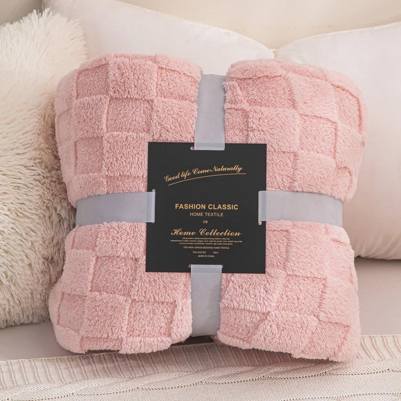 Waffle Blanket, Winter Knitted Blanket, Jacquard Braid Blanket, Warm Gift Blanket ,for Bed Sheet or Sofa Cover Four-season