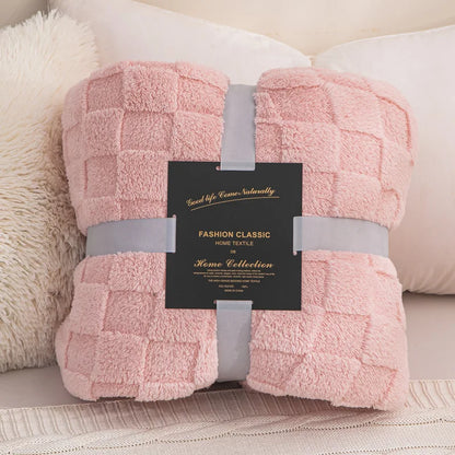 Waffle Blanket, Winter Knitted Blanket, Jacquard Braid Blanket, Warm Gift Blanket ,for Bed Sheet or Sofa Cover Four-season