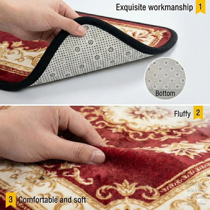 Large Area Baroque Style Carpet for Living Room Fluffy Non-slip Bedroom Decoration Rug Dining Room Office Sofa Area Soft Mats