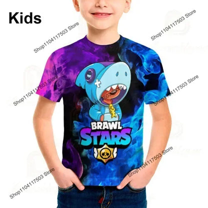Kids' Game Character Graphic T-Shirt | Short Sleeves & Crew Neck | Casual Wear & Streetwear