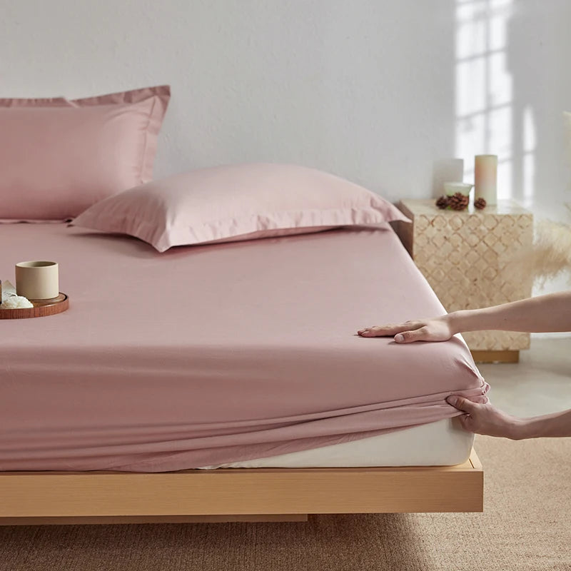 Organic Egyptian Cotton Fitted Sheet with Elastic Bands Luxury 1000TC Mattress Cover Non Slip Machine Washable 140/160/180/200cm