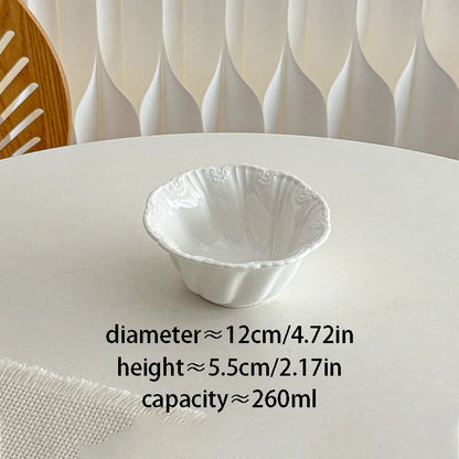 New French Minimalist Style High Temperature Fired Ceramics Plates Dinner Sets Stem-Dish Rice Fruit Bowl Salad Plate Tableware