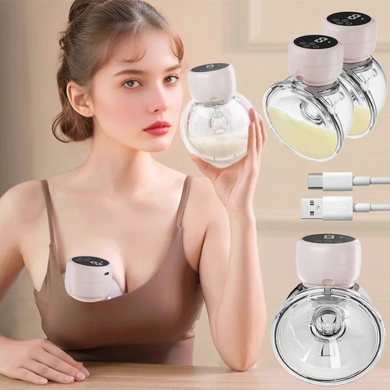 2pcs/set Wearable Electric Breast Pump Painless Double-Sided, Fully Automatic, Hands-Free Breast Collector for Breastfeeding