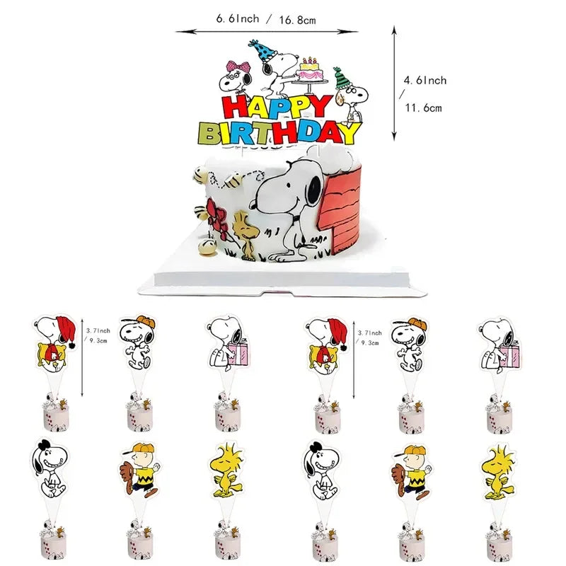 Happy Birthday Party Decorations Dog Banner Flag Foil Latex Balloons White Anime Supplies Baby Boy Girl Kids Cute Toy Gifts