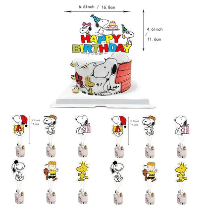 Happy Birthday Party Decorations Dog Banner Flag Foil Latex Balloons White Anime Supplies Baby Boy Girl Kids Cute Toy Gifts