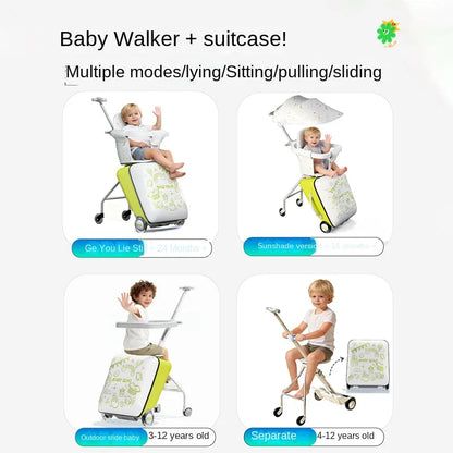 Children Travel Suitcase PP Material Sit to Ride On Rolling Luggage Carry-on Cabin Suitcase for Kids