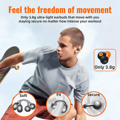 Ear Clip Bluetooth 5.3 Earbuds 60 Hours Playtime Open Ear Wireless Headphones Sports Running Cycling Driving Sweatproof Secure Fit 360° Stereo Sound