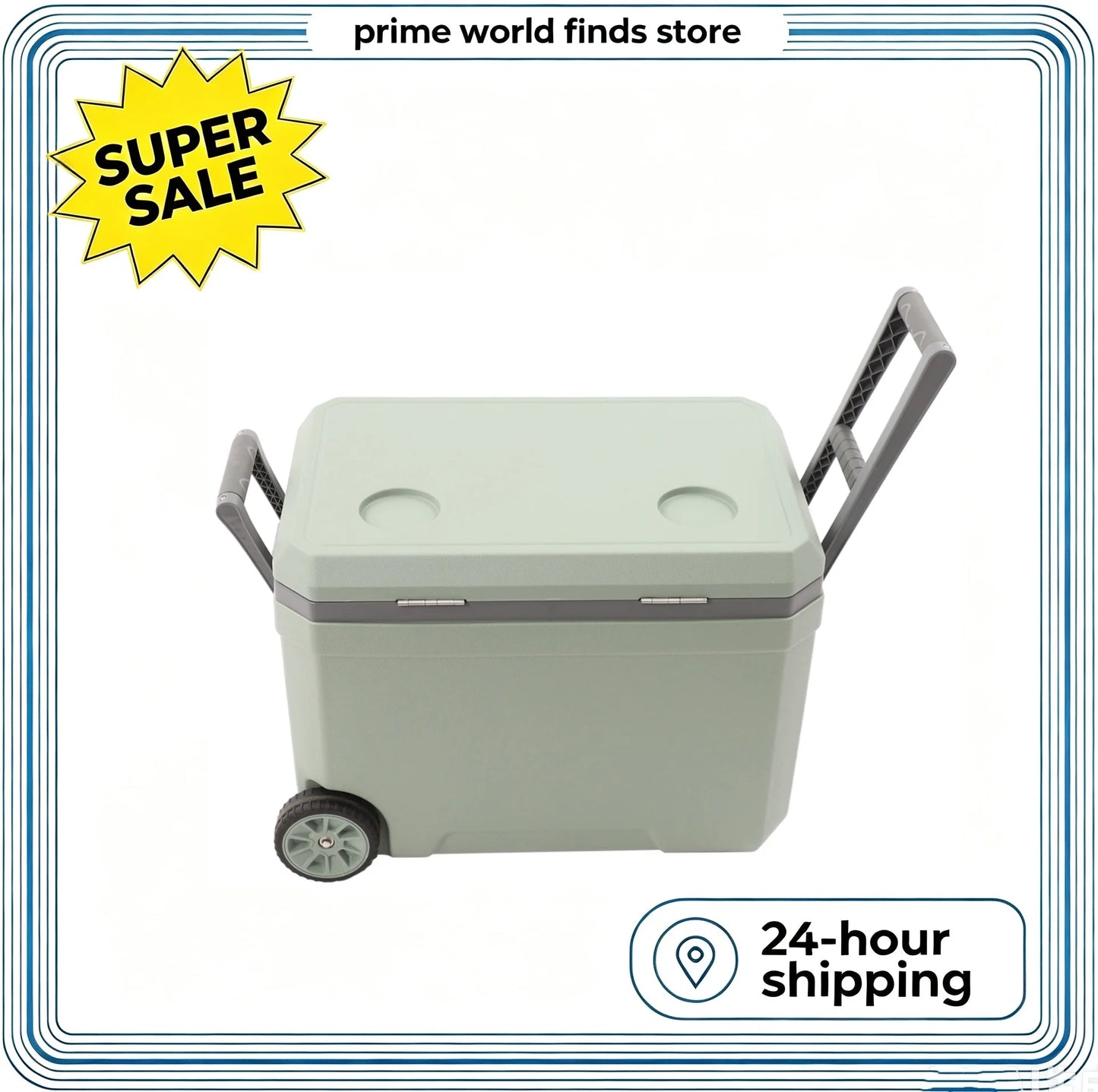 45L Insulated Wheeled Portable Cooler, Long Ice Retention Green Cooler Box, Outdoor Refrigerated Cooler for Fishing with Handle,for Boating, Camping, Travel & Picnic