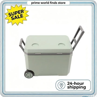 45L Insulated Wheeled Portable Cooler, Long Ice Retention Green Cooler Box, Outdoor Refrigerated Cooler for Fishing with Handle,for Boating, Camping, Travel & Picnic