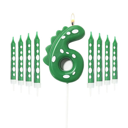 New Green Dinosaur Candle Point Pencil Candles Combination Set 0-9 Number Birthday Candles Party Anniversary Cake Decoration