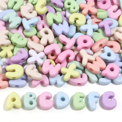 20-30pcs/lot Big Hole Cartoon English Letters Acrylic Beads Colored Loose Spacer Beads For Jewelry Making DIY Necklace Keychain