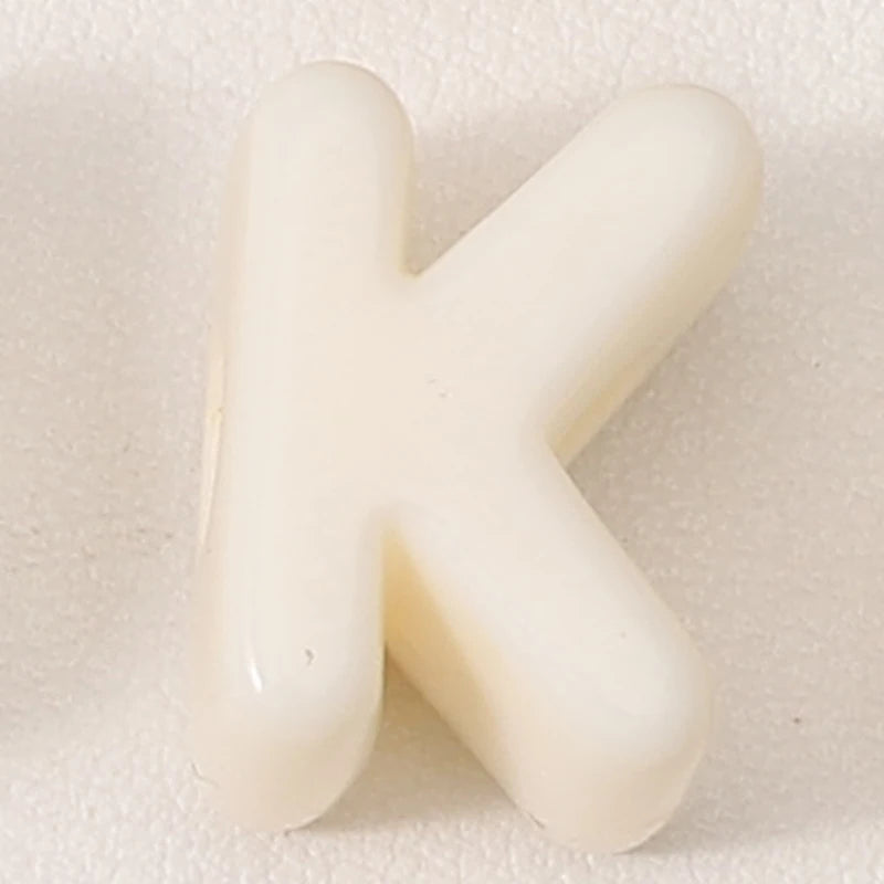 20pcs Beige Acrylic Large Hole Letter Loose Beads DIY Necklace