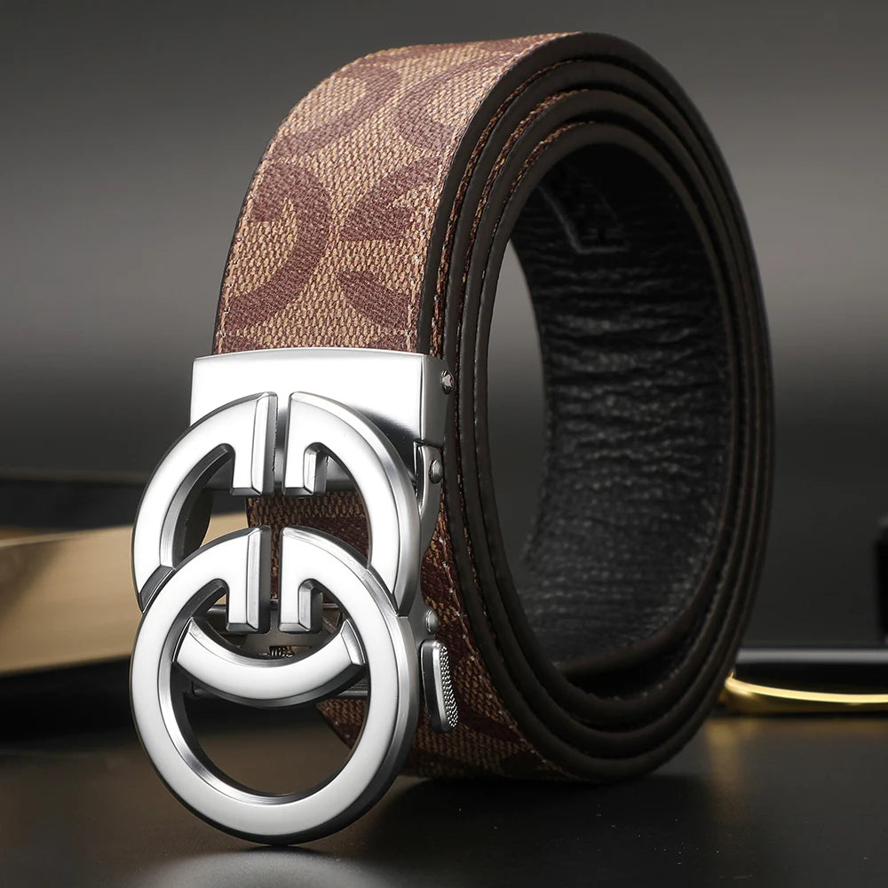 2024 New business Male Famous Style Metal Automatic Buckle Luxury Brand Women Belt Genuine Leather Belts for Men Strap jeans