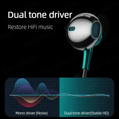 9D Surround Bass Type C&3.5mm Headphones Wried Control Headsets In HD Mic In-ear Earbuds For IPhone15/16/17 For Samsung Earphone