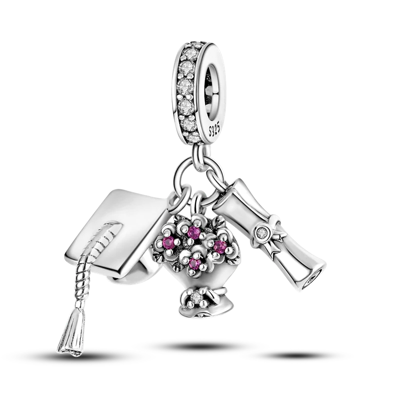 2026 Hot Sale Charms Bead 925 Sterling Silver Pink Butterfly Luminous Firefly Dangle Fit Bangle Bracelet Necklace DIY Jewelry