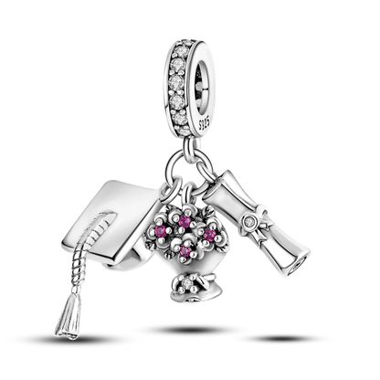 Charms Bead 925 Sterling Silver Pink Butterfly Luminous Firefly Dangle