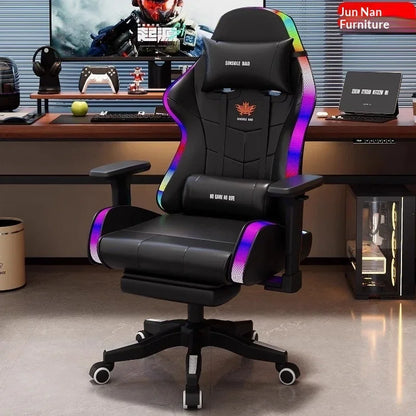 Gaming Chair Ergonomic LED Light Recliner Computer Office Chair Adjustable Lumbar Headrest Armrest Home Bedroom Gamer Chair