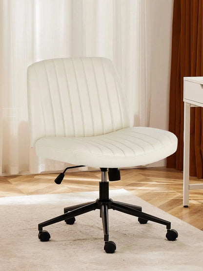 Armless Office Chair | Adjustable Swivel Seat with Casters or Foot Pads | Home, Work & Study
