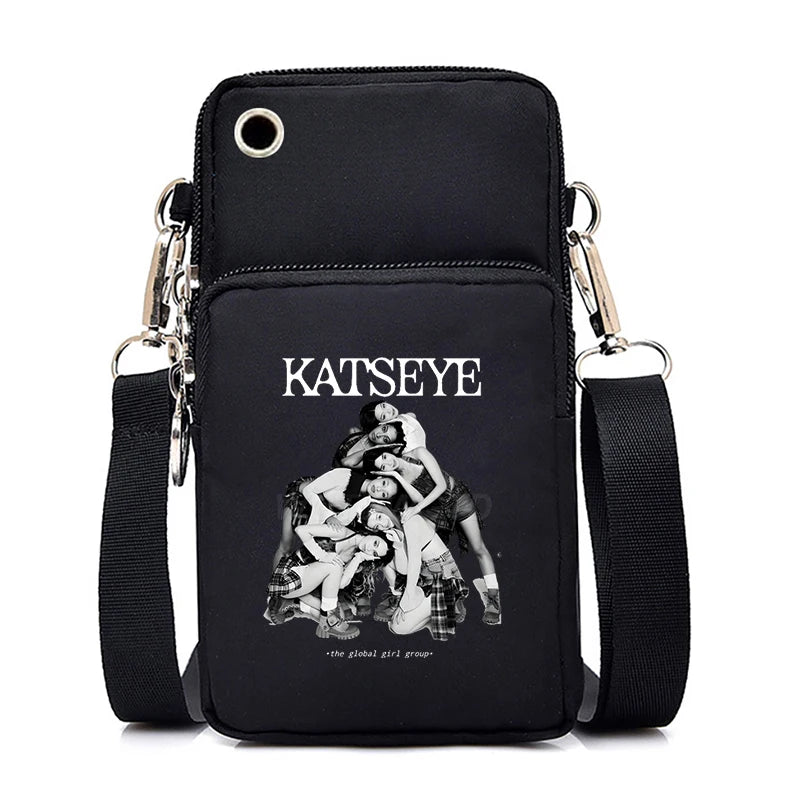 Funny Katseye Hip Hop Small Shoulder Bags Women Men Harajuku Katseye Mini Mobile Phone Bags 2026 New Purses Crossbody Bags Gifts