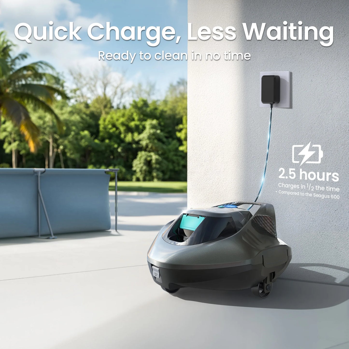 Refurbished Aiper Seagull SE Pool Vacuum Cordless Robotic Pool Cleaner with 100 Mins Runtime, Powerful 1320GPH Suction,Smart Self-Parking, Pool Vacuum for Above Ground Pools up to 860 Sq.ft