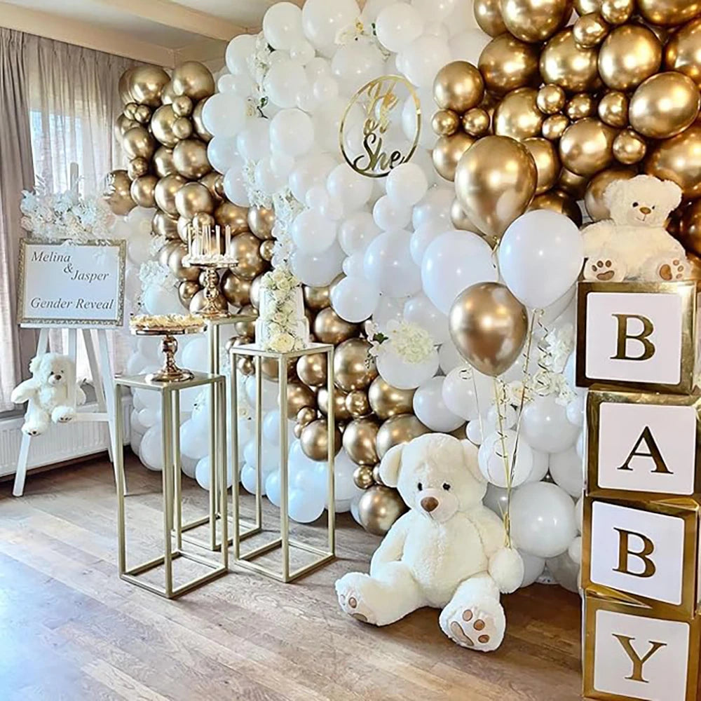 Metallic Gold White Balloons Garland 30th Birthday Party Decor Balloon Arch Kit Wedding Graduation Anniversary Decoration Globos