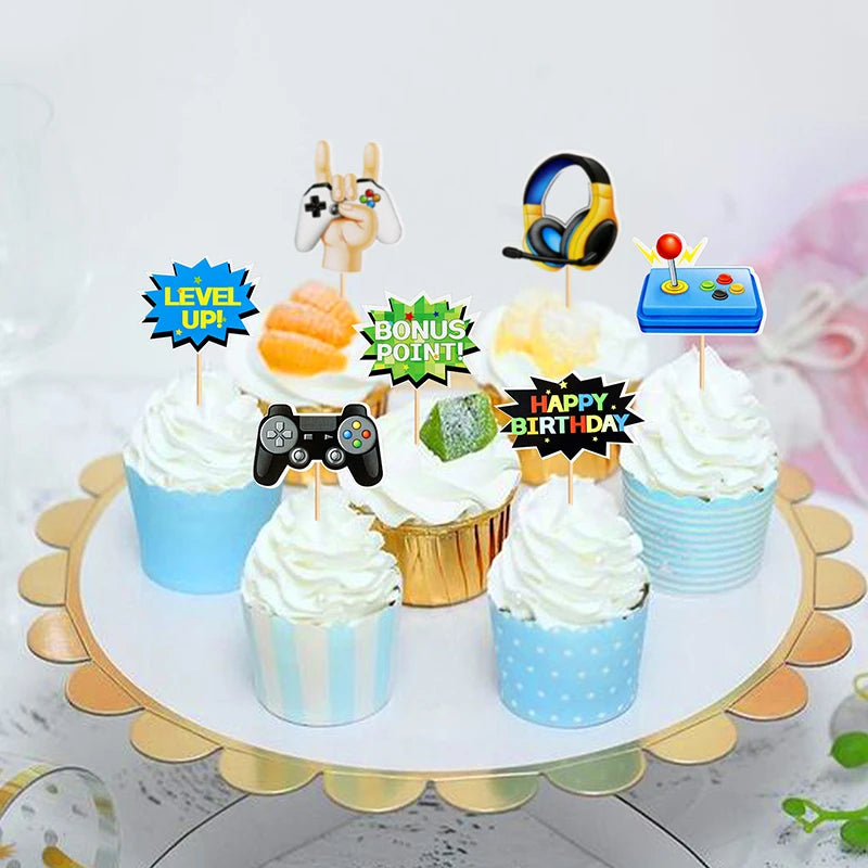 GamePad Cake Topper Happy Birthday Wedding Game on Kids Boys Party Baby Shower Cupcake Toppers Decoration Baking Supplies DIY