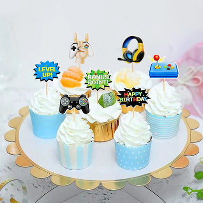 GamePad Cake Topper Happy Birthday Wedding Game on Kids Boys Party Baby Shower Cupcake Toppers Decoration Baking Supplies DIY