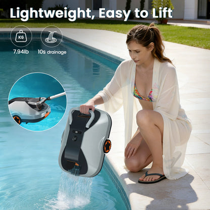C1 Robotic Pool Cleaner, 200-Min Runtime,  Self-Parking Cordless Pool Vacuum for Above Ground & Inground Pools up to 2500 Sq.ft