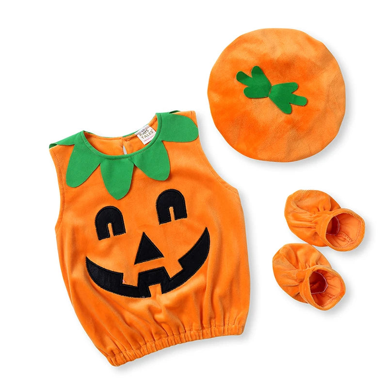 2026 Baby Halloween Rompers Infant Pumpkin Costume Newborn Cosplay 3pcs Onesie Suit New BornParty Clothing Suit