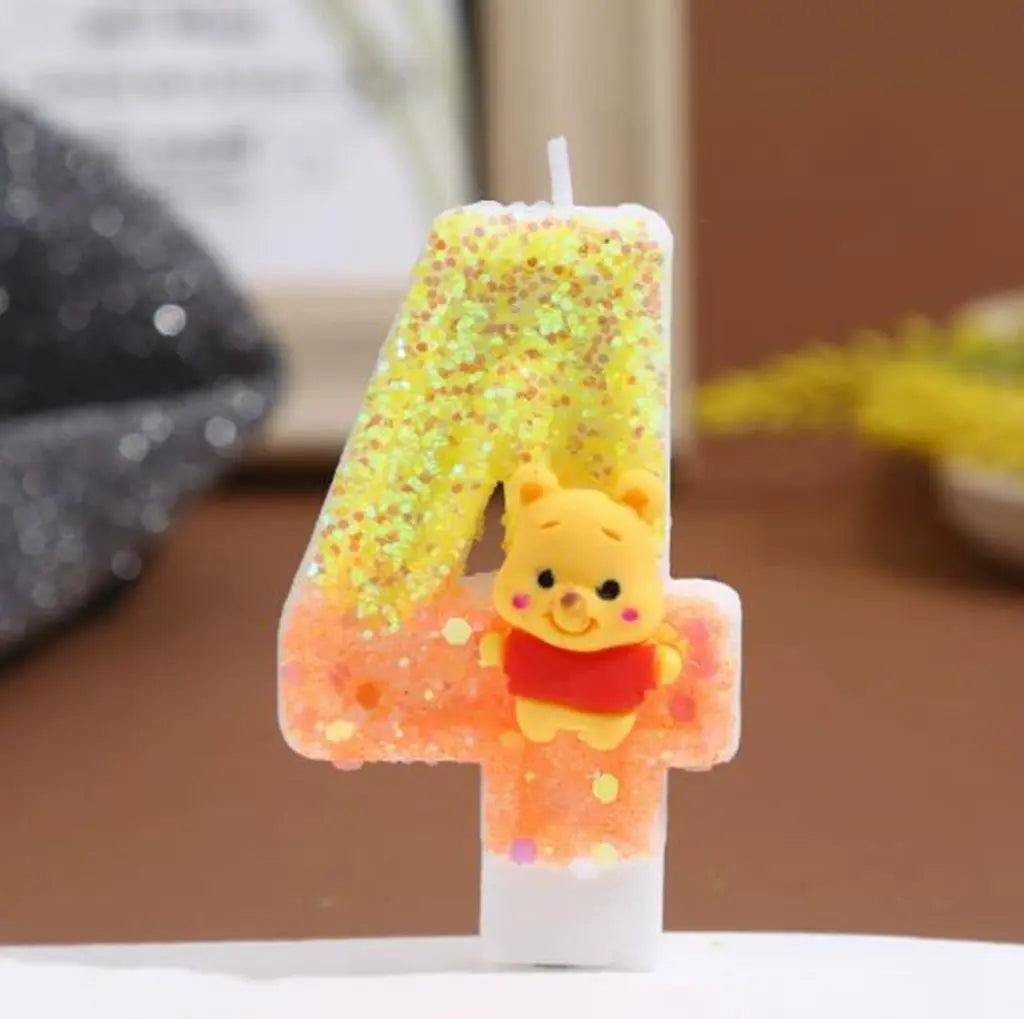 Anime 0-9 Number Candle Cute Winnie the Pooh Candle Cartoon Character Children Party Cake Plug-in Birthday Cake Decoration Gifts