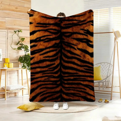 Fashion Animal Print Throw Lightweight 240g Flannel Blanket Soft Skin-friendly for Summer Cooling