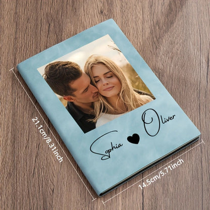 Customizable A5 Personalized Notebook - Personalized Your Name And Photo Couple Portrait