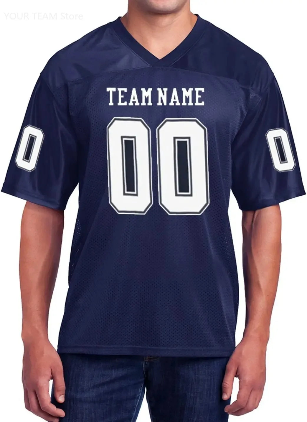 Custom American Football Jersey Green Large V-Neck Unisex Adult Sports Jersey Personalized Team Uniform - Breathable Polyester