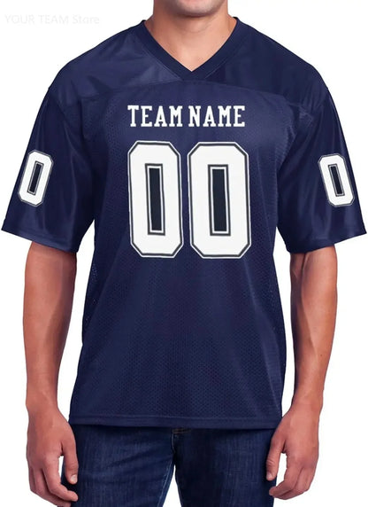 Custom American Football Jersey Green Large V-Neck Unisex Adult Sports Jersey Personalized Team Uniform - Breathable Polyester
